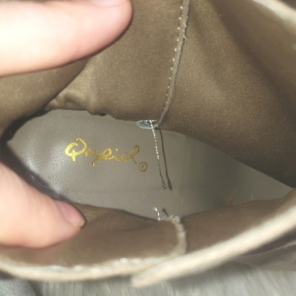 Qupid Raelynn 32 Taupe Strappy Buckle Chunky Stacked Heeled Booties 6 - Picture 12 of 12